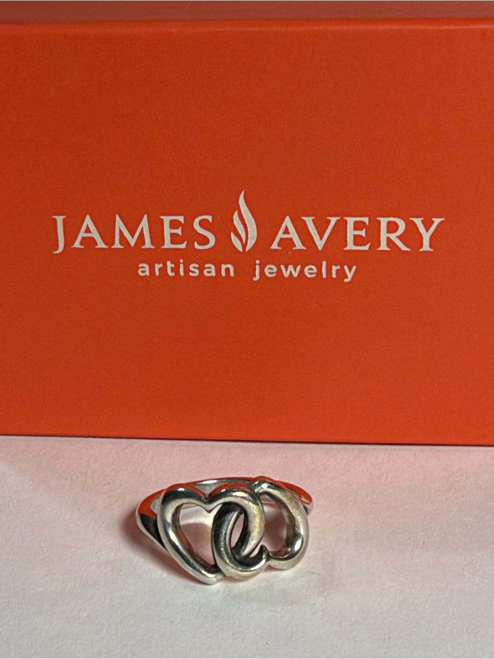 James Avery Sterling Silver Double Heart Ring, size 8